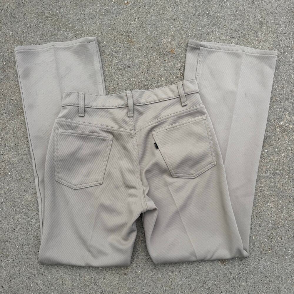 Vintage 80s Levi’s 517 Boot Cut Tan Polyester Western Slacks Pants 31x30